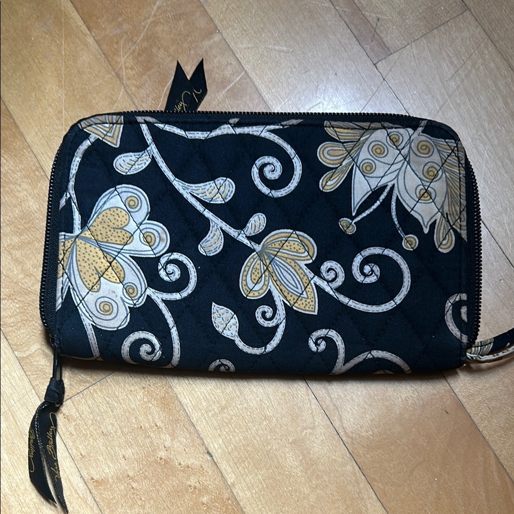 Vera Bradley Floral Black and Gold Women's Clutch